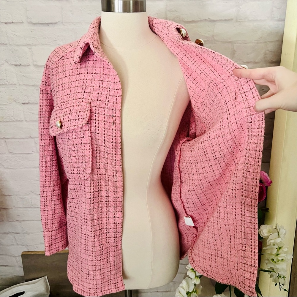 Pink Tweed Shacket - Picture 3 of 13